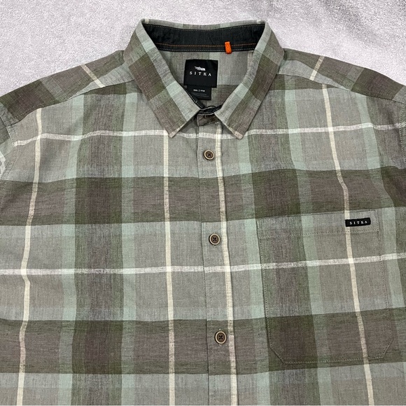 Sitka Gear Ambary Plaid Short Sleeve Button Down Shirt Sage Green 2XL - Picture 1 of 7